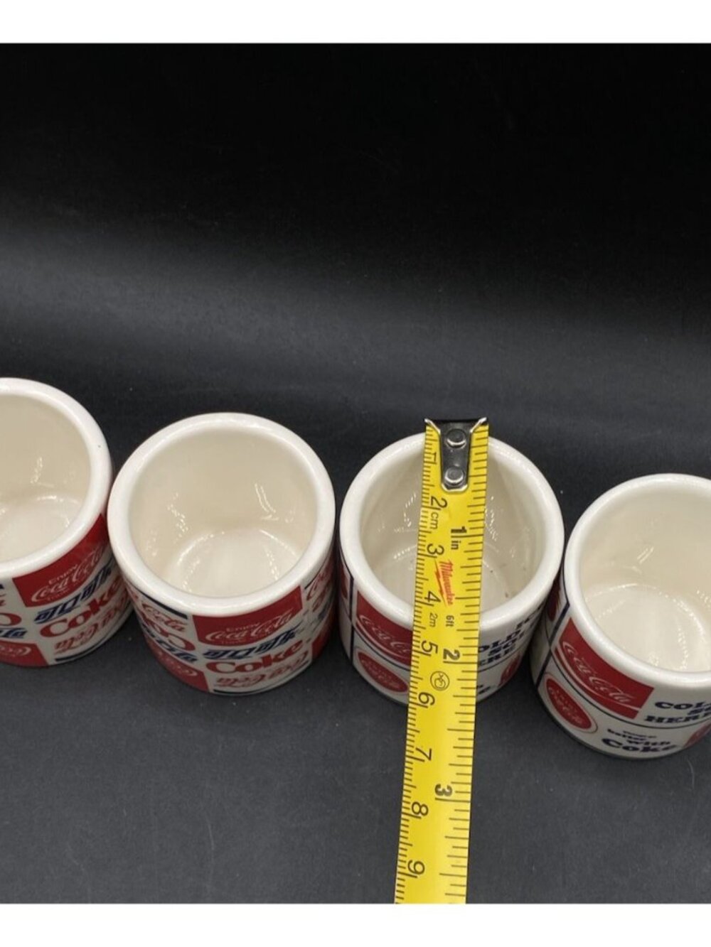 4 Coca-Cola Logo Collage Ceramic Shot Glass 2" Foreign Language Logos - Picture 3 of 7
